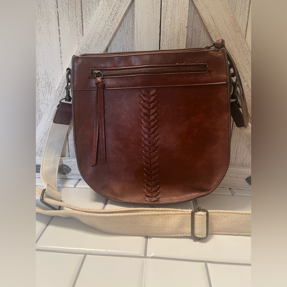 Brown faux Leather Crossbody Bag
